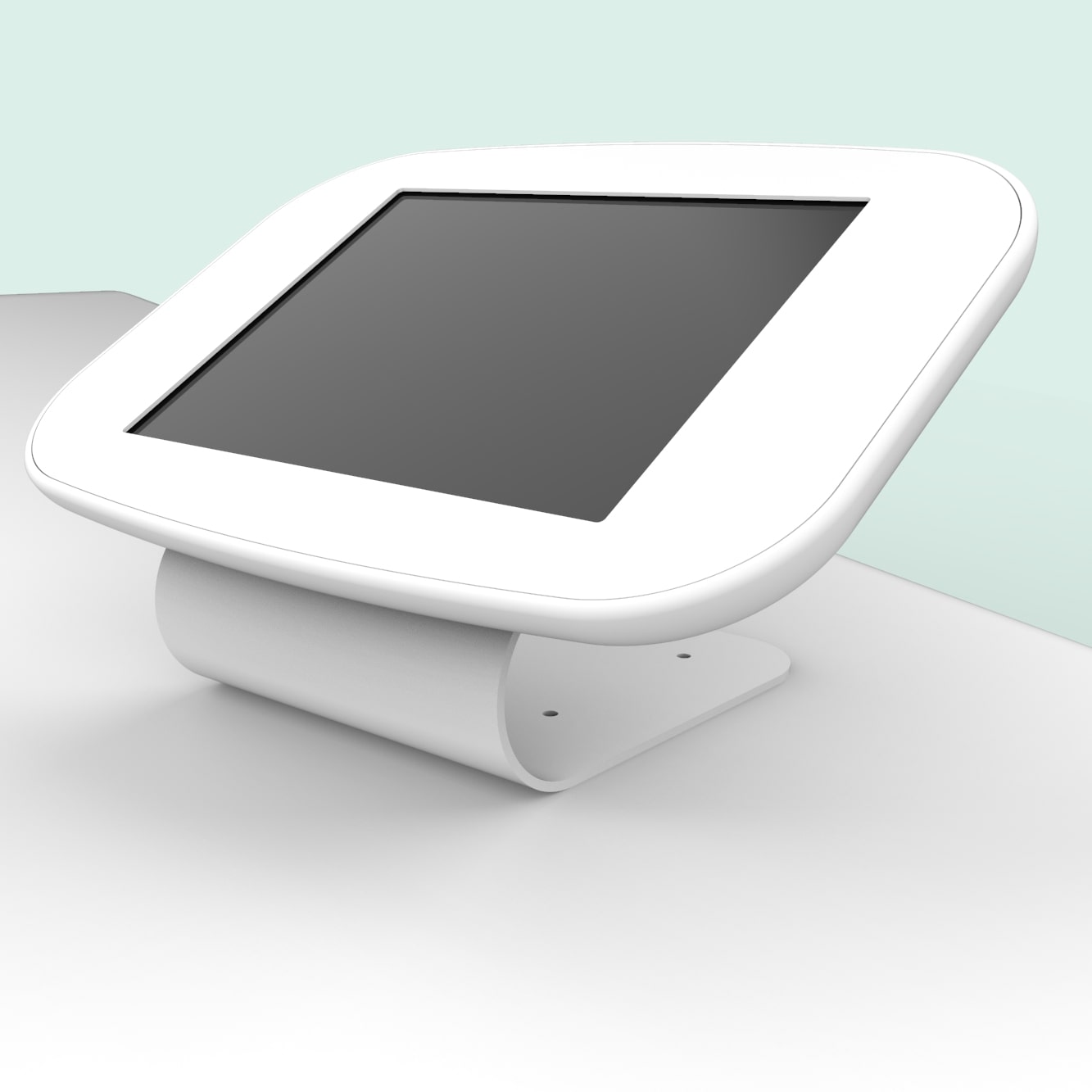 Elegante Tablet Halterung mit ergonomischem Neigungswinkel für komfortable Nutzung am Empfangstresen