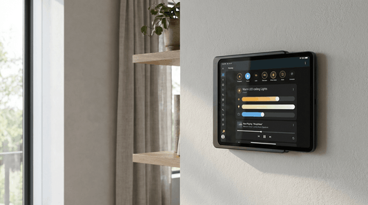 iPad an der Wand als Smart Home Steuerung für Licht, Musik und Szenen