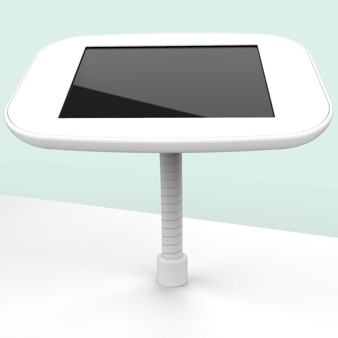 Diebstahlsichere iPad Tischhalterung mit flexiblem Schwanenhals für Empfangstresen
